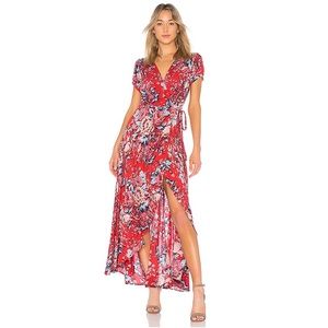 Revolve Auguste - Abigail Wrap Red Floral Maxi Dress - Sz 4